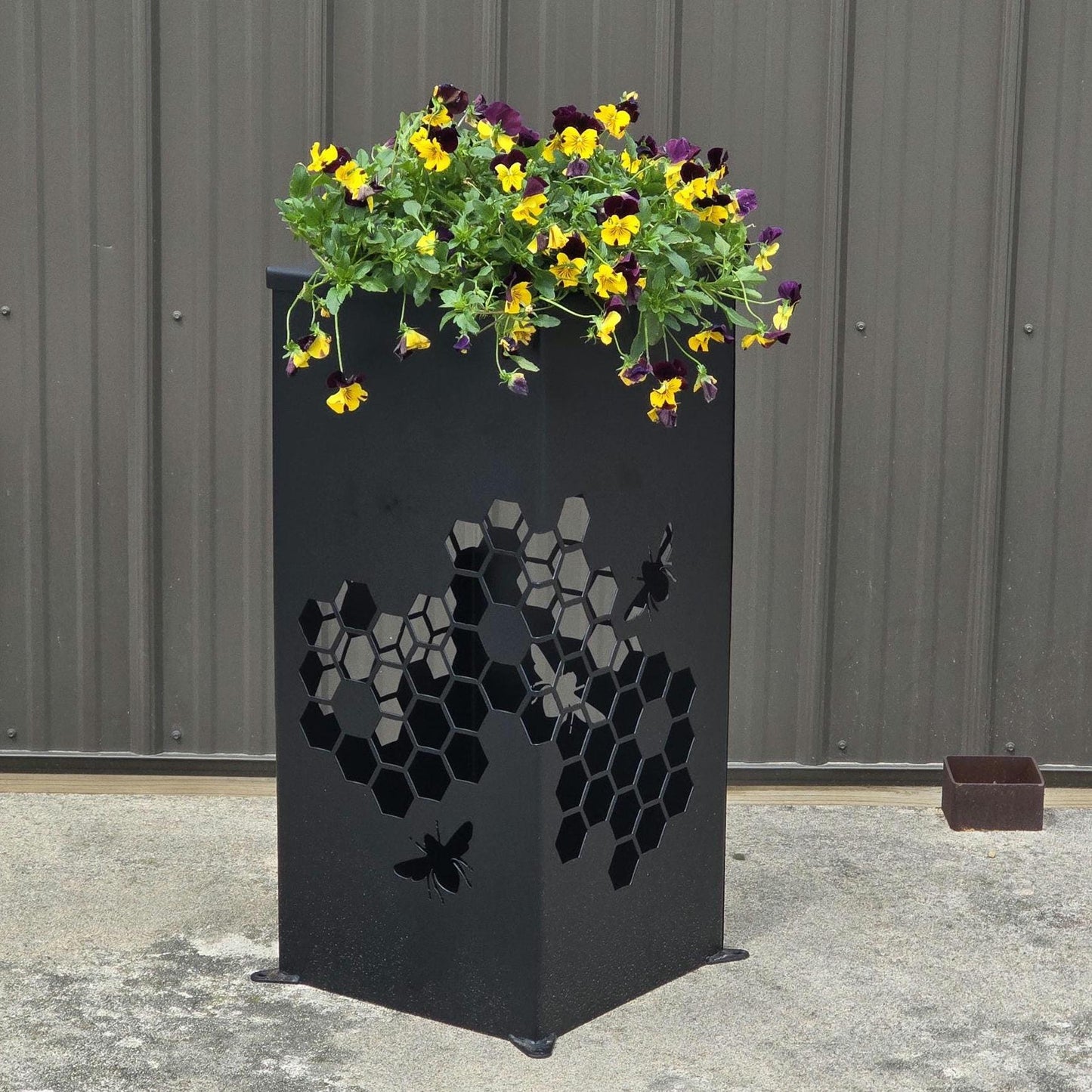 Beehive Pattern Garden Column With Hole in Lid, Tower Yard Decoration, Landscape, Flower Pot Holder - Finish Options - 27" tall x 12" wide