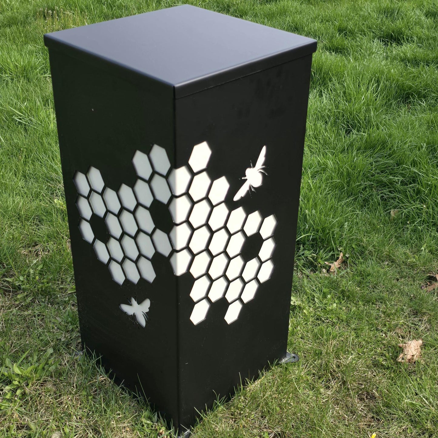 Beehive Pattern Two Layer Garden Column, Tower Yard Decoration, Landscape Décor - Finish Options - 27" tall x 12" wide