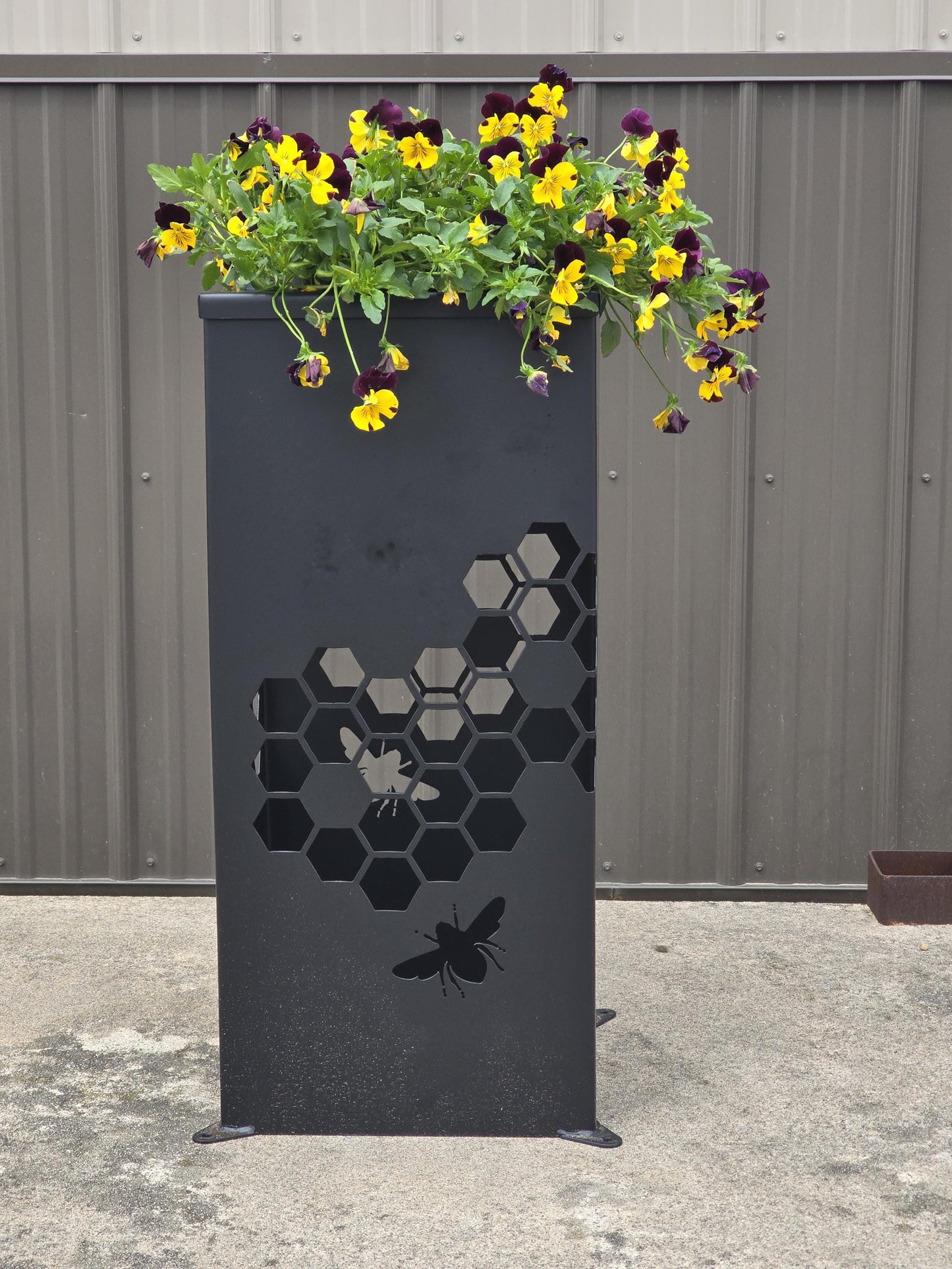 Beehive Pattern Garden Column With Hole in Lid, Tower Yard Decoration, Landscape, Flower Pot Holder - Finish Options - 27" tall x 12" wide