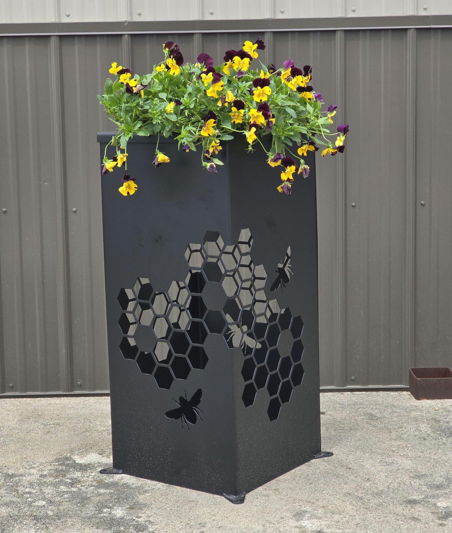 Beehive Pattern Garden Column With Hole in Lid, Tower Yard Decoration, Landscape, Flower Pot Holder - Finish Options - 27" tall x 12" wide