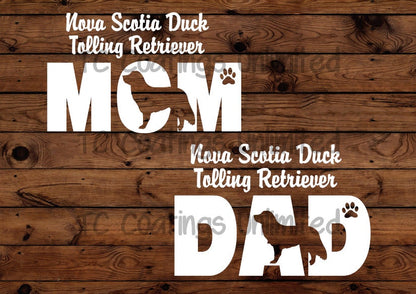 Nova Scotia Duck Tolling Retriever - Dog Mom - Dog Dad - Vinyl Graphic Decal Many color options
