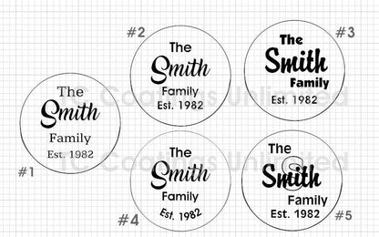Personalized Etched Family Name and Year - 9.5" Deep Dish Pyrex Pie Plate - Custom Gift - Baker's Present/Wedding Present - Anniversary Gift