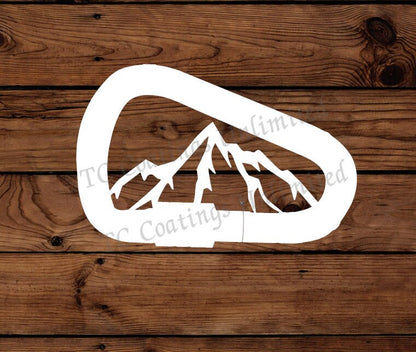 Carabiner with Mountains vinyl decal - many color options