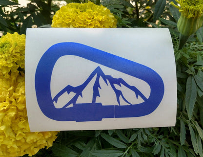 Carabiner with Mountains vinyl decal - many color options