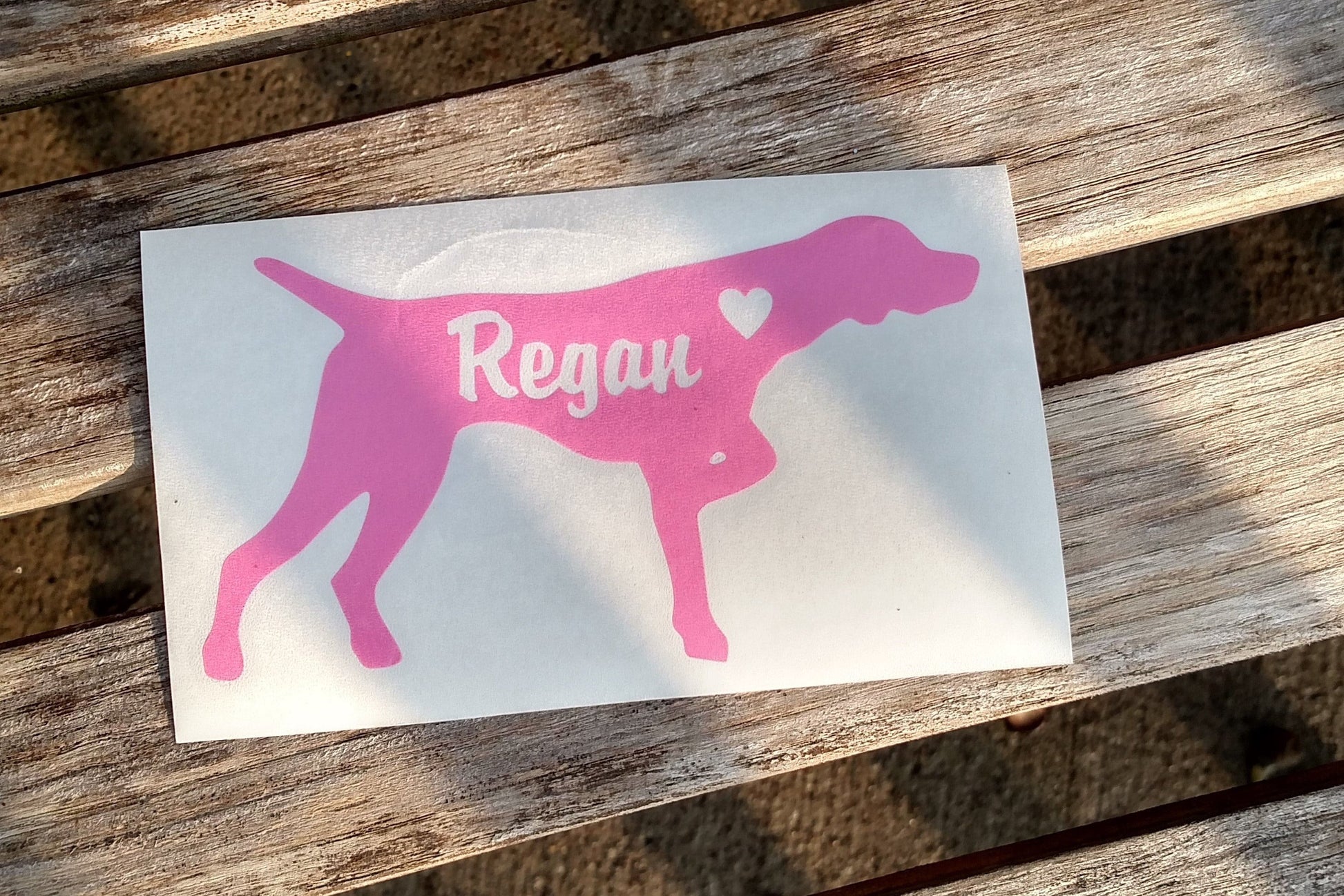 German ShortHaired Pointer - Pointing Dog - Hunting Dog- Silhouette with Heart and Name - Vinyl Graphic Decal / Custom Decal / Personalized