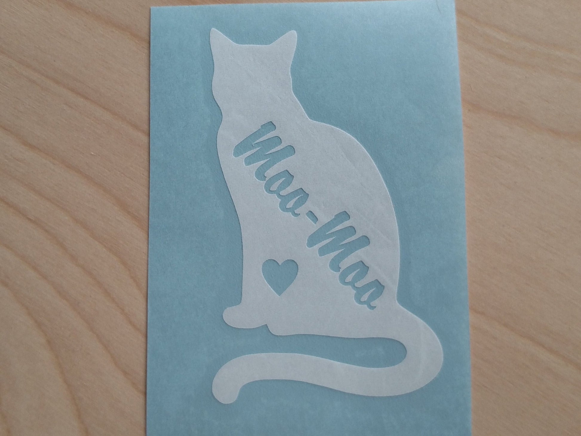 Short Haired Cat Vinyl Decal Silhouette with Heart and Name