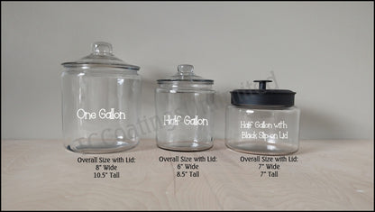 Personalized Cookie Jar - Etched One gallon or Half Gallon Glass Jar , Housewarming gift, Holiday Gift