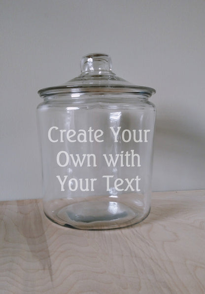 Personalized Cookie Jar - Etched One gallon or Half Gallon Glass Jar , Housewarming gift, Holiday Gift