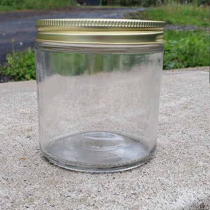 Personalized Engraved 16 Ounce Glass Jar with Screw On White or Gold Lid