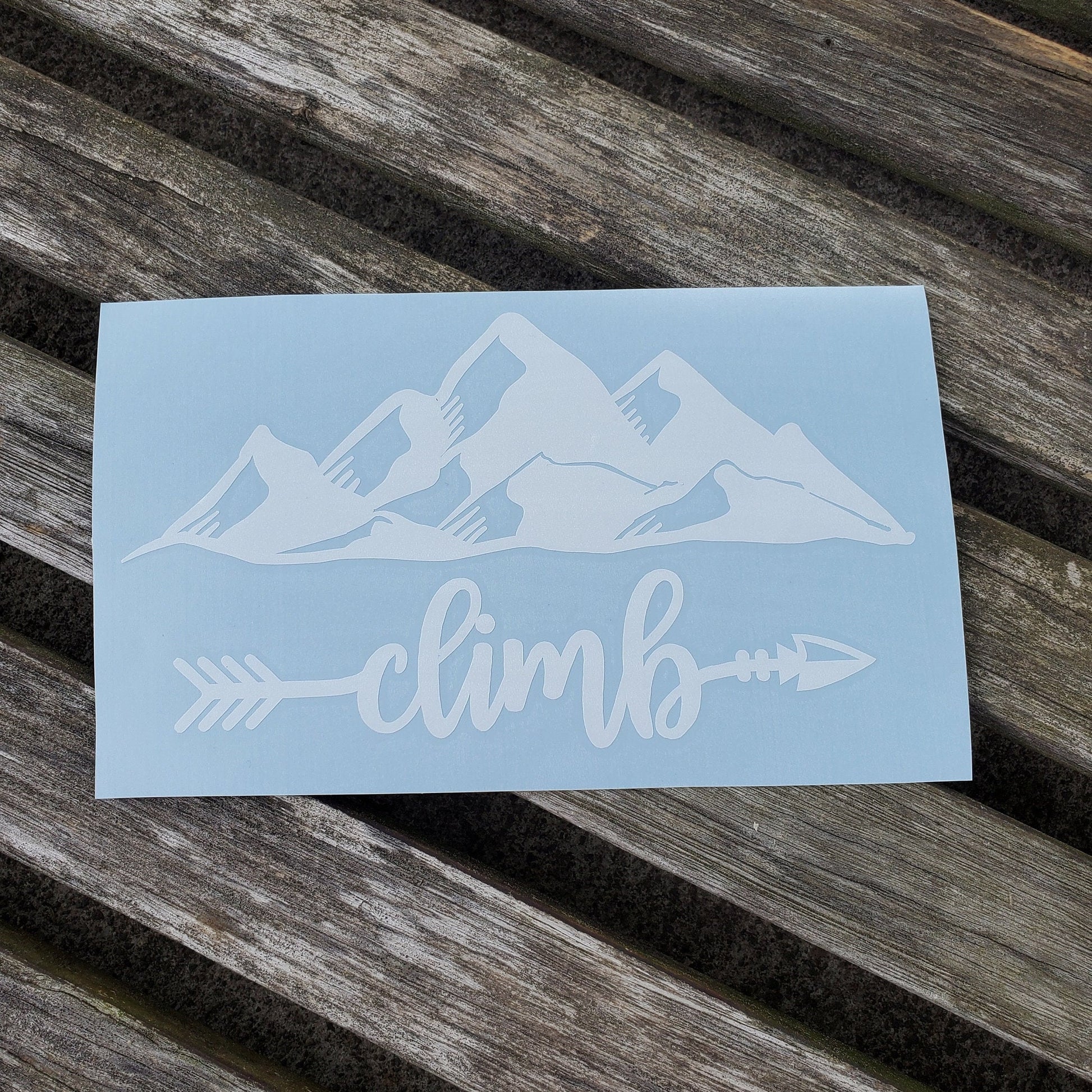 Climb Vinyl Decal - rock climbing - mountain climbing - carabiner - outdoor adventure- many color options