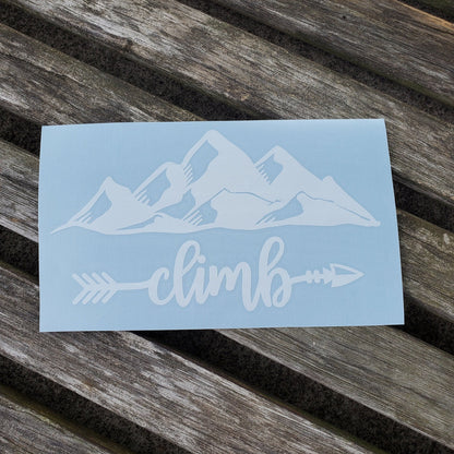 Climb Vinyl Decal - rock climbing - mountain climbing - carabiner - outdoor adventure- many color options