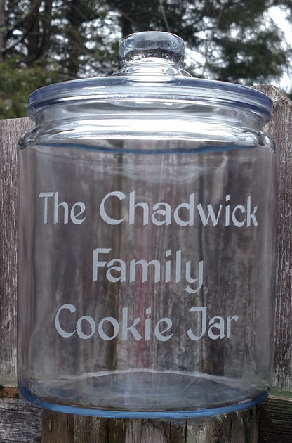Personalized Cookie Jar - Etched One gallon or Half Gallon Glass Jar , Housewarming gift, Holiday Gift