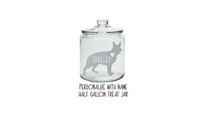 Personalized German Shepherd Half Gallon Treat Jar - Etched Glass or Vinyl Decal  - Pet Treat Jar, Dog Treat Jar, Pet Lover Gift