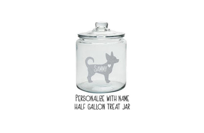 Personalized Chihuahua Half Gallon Treat Jar - Etched Glass or Vinyl Decal  - Pet Treat Jar, Pet Lover Gift, Dog Treat Jar