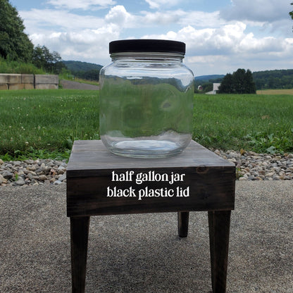 Half Gallon Glass Snack Jar - Personalized with Vinyl Decal - Housewarming gift, Holiday Gift, Birthday Gift, Your Text, Solid Screw On Lid