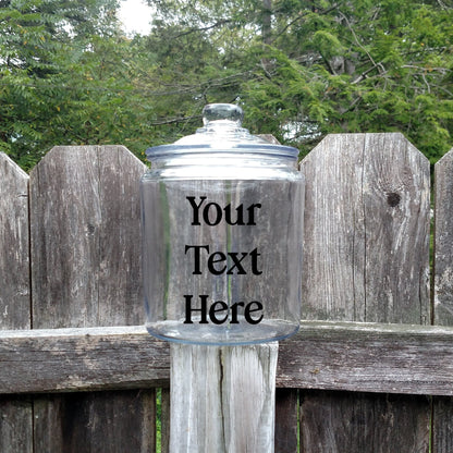 Half Gallon Glass Jar - Personalized with Vinyl Decal - Housewarming gift, Holiday Gift