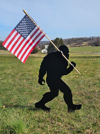 Sasquatch Metal Art, Yard Art, Outdoor Decor, American Flag, Patriotic Sign, Garden Sign, Unique