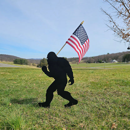 Sasquatch Metal Art, Yard Art, Outdoor Decor, American Flag, Patriotic Sign, Garden Sign, Unique