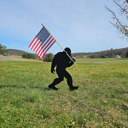 Sasquatch Metal Art, Yard Art, Outdoor Decor, American Flag, Patriotic Sign, Garden Sign, Unique