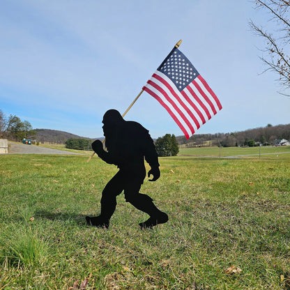 Sasquatch Metal Art, Yard Art, Outdoor Decor, American Flag, Patriotic Sign, Garden Sign, Unique