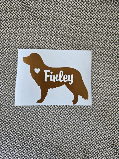 Nova Scotia Duck Tolling Retriever Silhouette with Heart and Name - Vinyl Graphic Decal Many color options
