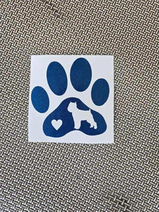 Paw Print with Brussels Griffon and Heart - Vinyl Graphic Decal Many color options