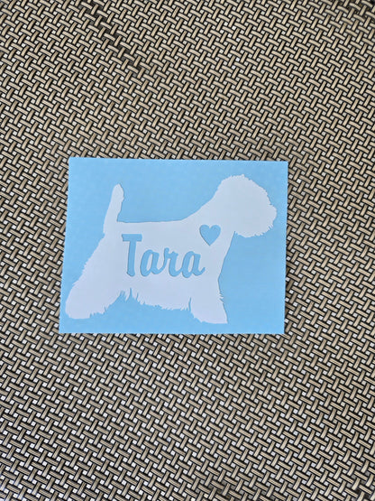 Westie - West Highland White Terrier - Vinyl Decal Silhouette with Heart and Name