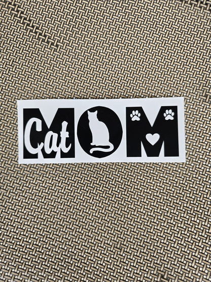 Cat MOM Vinyl Decal - Cat lover - Cat fanatic - love my cat - cat appreciation