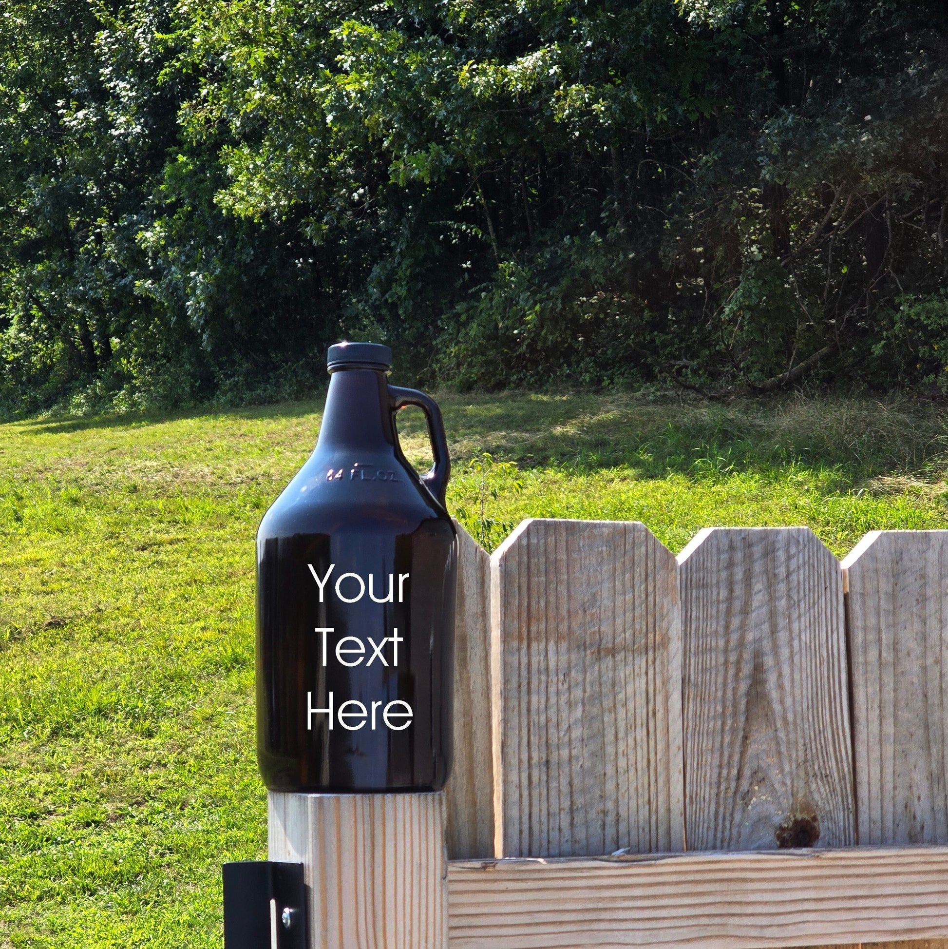 64 Ounce Personalized Amber Half Gallon Growler with Vinyl, Jug, Savings Bank, Wedding Accessory, Coin Jar, Beer Growler, Water Glass