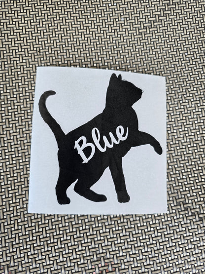 Cat Vinyl Decal Silhouette with Heart and Name, Personalized, Cat Lover, Cat Mom, Cat Dad, Playful Cat, Kitten