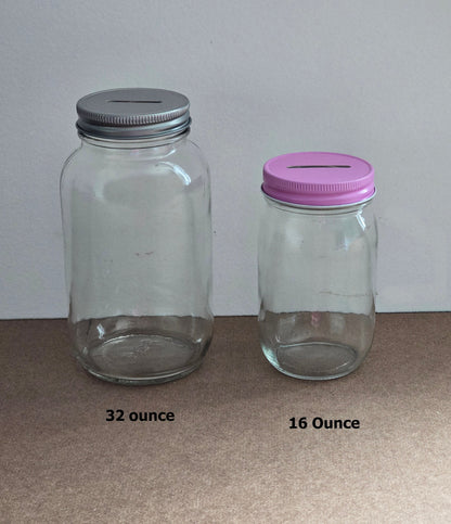 Quart (32 oz) Mason Jar with Coin Slot Lid, Personalized with Vinyl Decal, Holiday Gift, Savings Fund, Adventure Fund