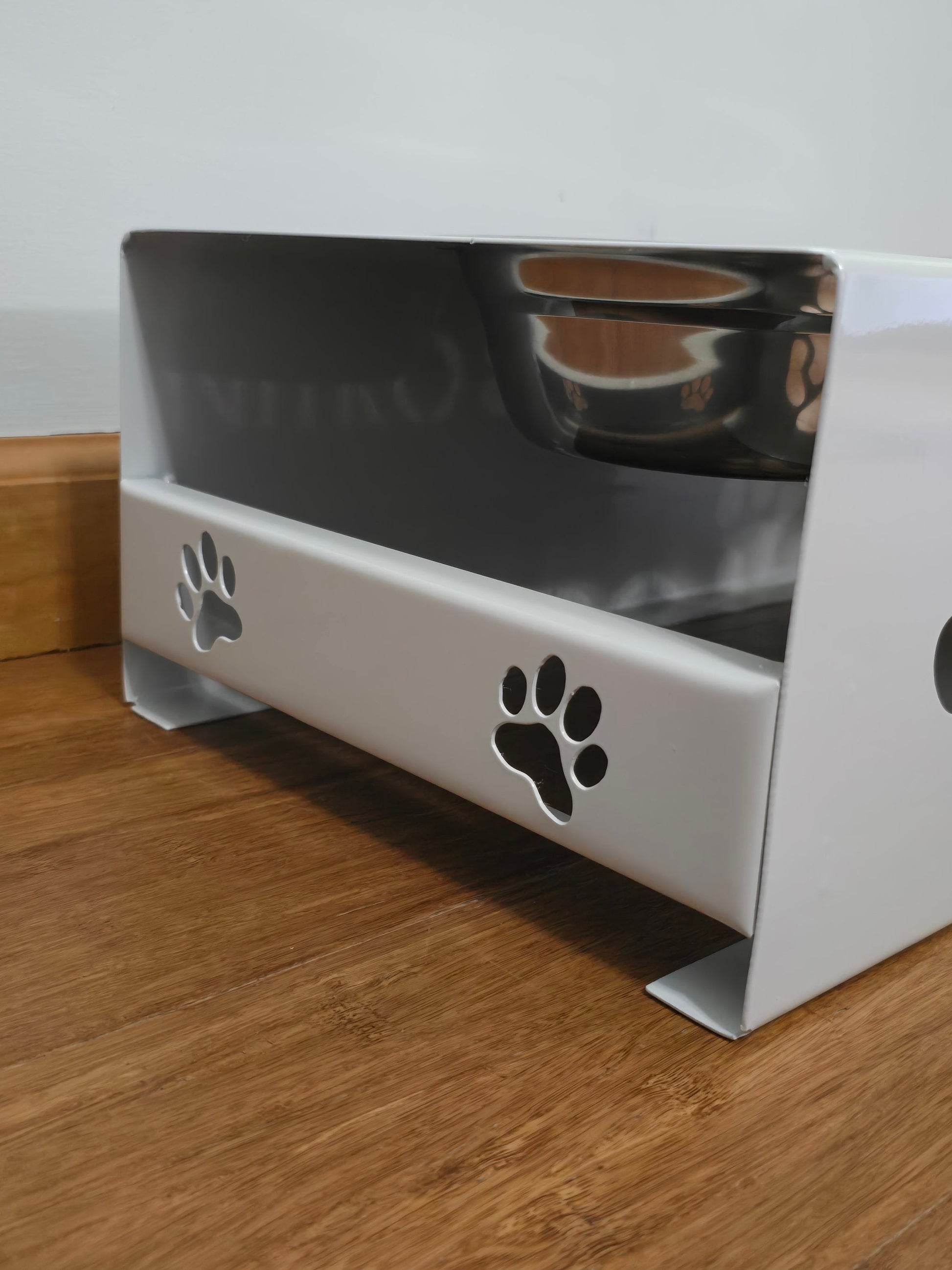 Personalized Metal Dog / Cat Bowl Holder, Feeder, Stand - Powder Coated Color of Your Choice