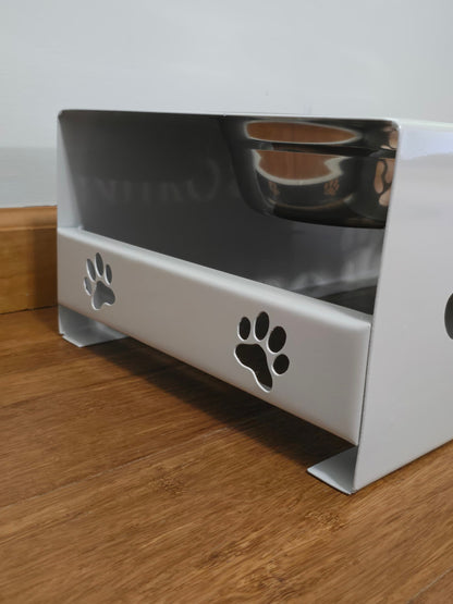 Personalized Metal Dog / Cat Bowl Holder, Feeder, Stand - Powder Coated Color of Your Choice