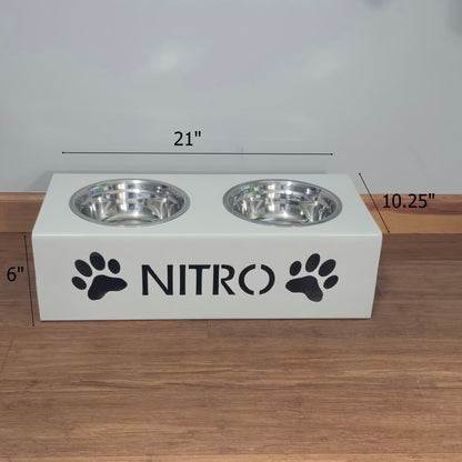 Personalized Metal Dog / Cat Bowl Holder, Feeder, Stand - Powder Coated Color of Your Choice