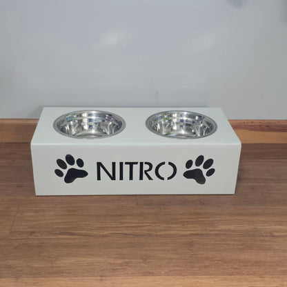 Personalized Metal Dog / Cat Bowl Holder, Feeder, Stand - Powder Coated Color of Your Choice