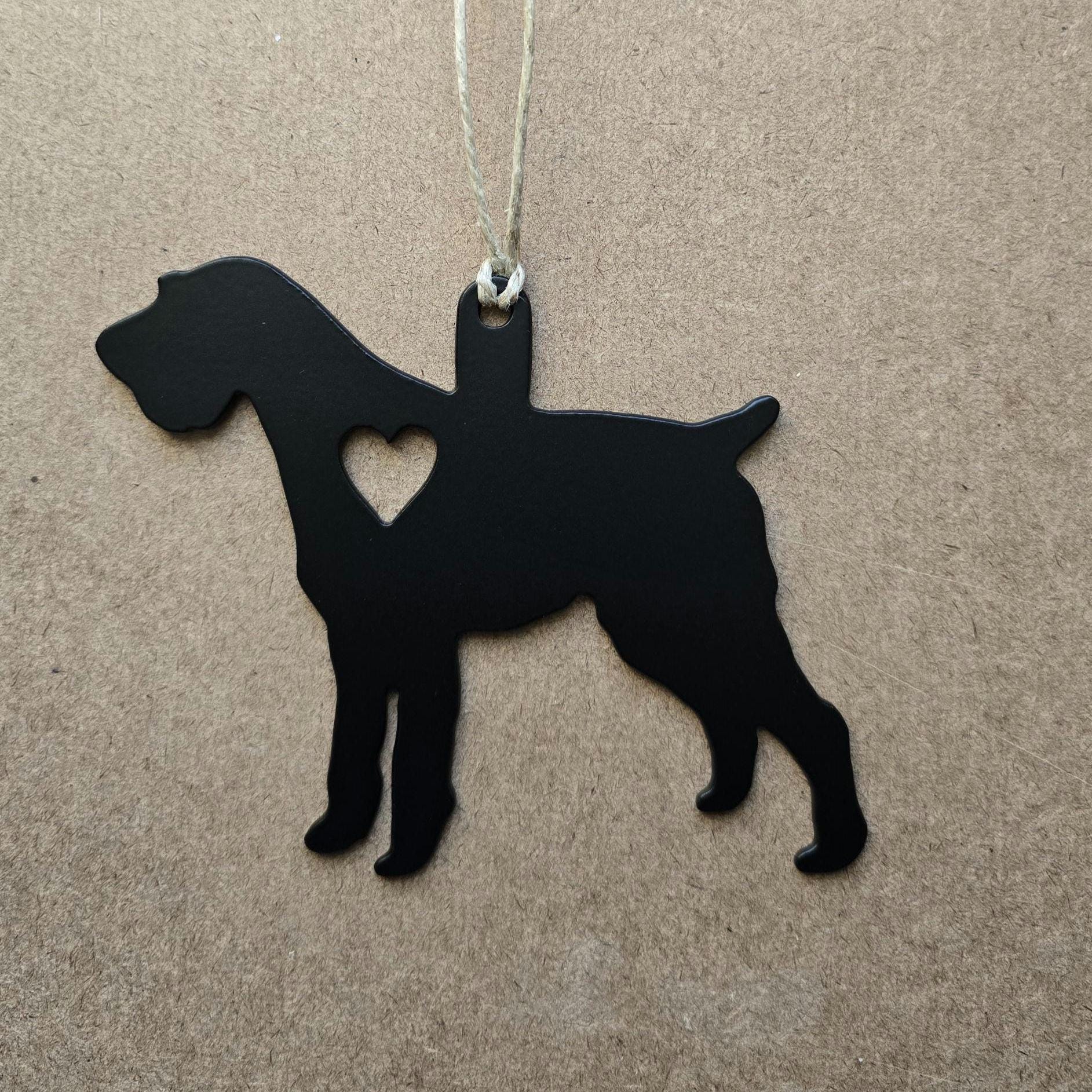 Wire haired Pointer Metal Ornament, CNC Plasma Art, Gift Idea, Optional Personalization with Vinyl Decal
