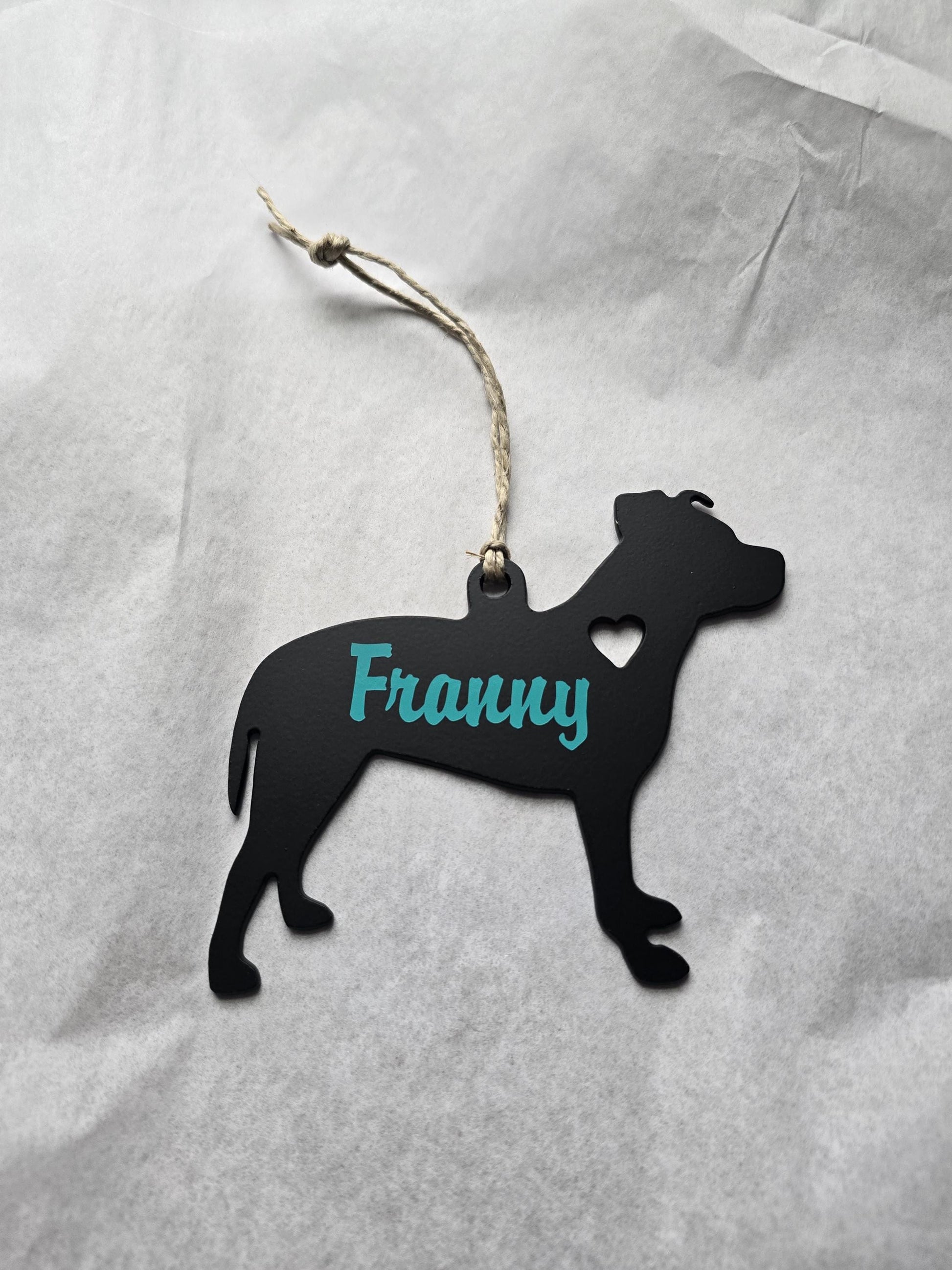 Pit Bull Metal Ornament, CNC Plasma Art, Gift Idea, Optional Personalization with Vinyl Decal